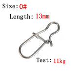 00#/0#/1#/2#/4#/5#/6# 100pcs High Quality Safety Snap Fishing Hooks Connector Stainless Steel Hook Lock Snap Swivels Solid Rings