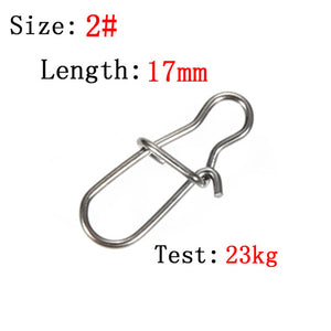 00#/0#/1#/2#/4#/5#/6# 100pcs High Quality Safety Snap Fishing Hooks Connector Stainless Steel Hook Lock Snap Swivels Solid Rings